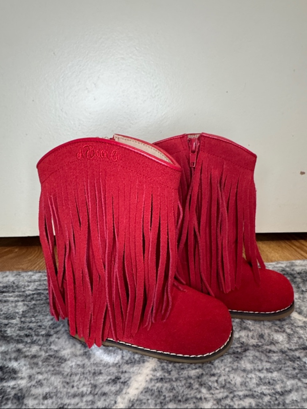 A Bear Co - Red Suede Fringe Ankle Boots